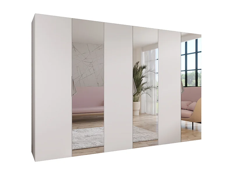 Armoire à portes battantes Sandi 2 300 (100x3) / 202 / 52 (Blanc + poignées: Cachemire)