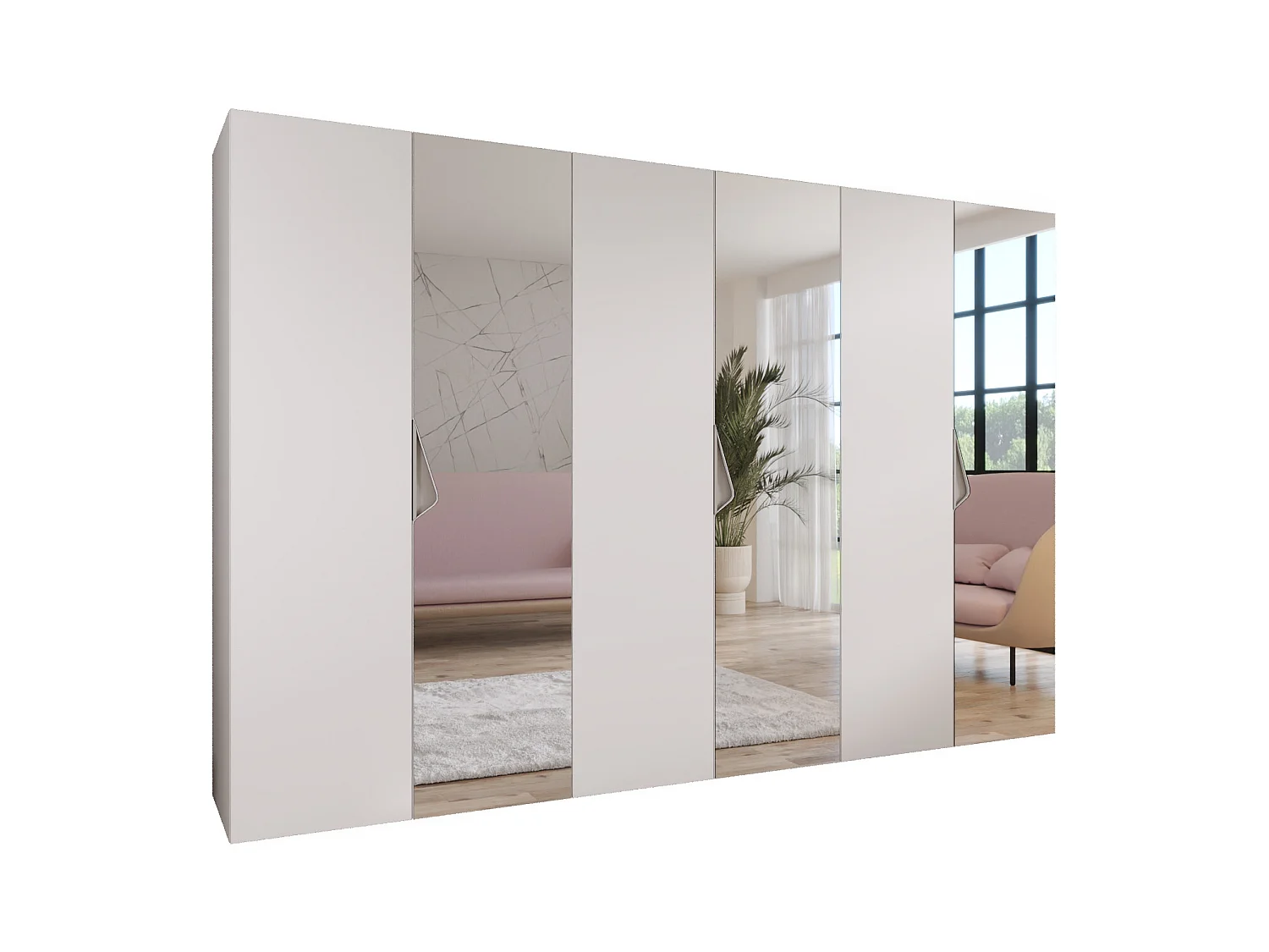 Armoire à portes battantes Sandi 2 300 (100x3) / 202 / 52 (Blanc + poignées: Cachemire)