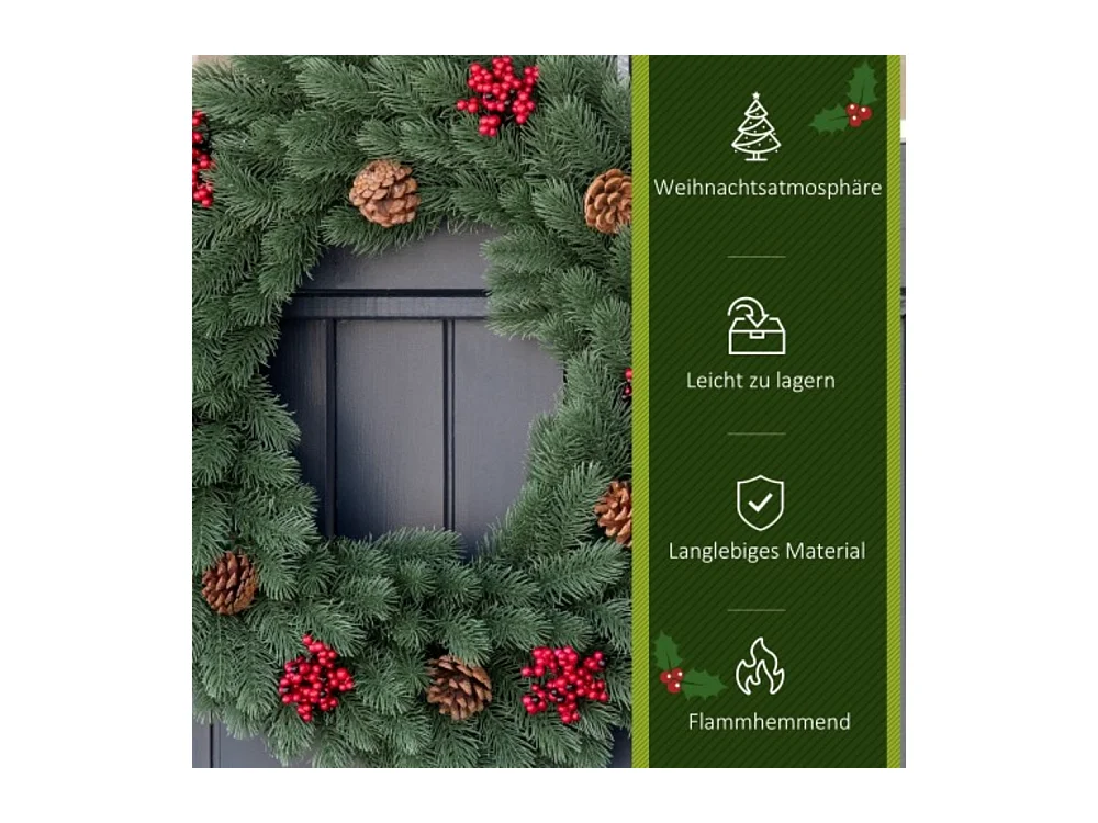 Weihnachtskranz Türkranz mit Aufhängeöse Ø60 cm, Wreath Weihnachten für festliche Dekoration
