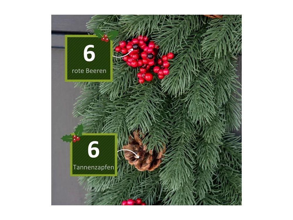 Weihnachtskranz Türkranz mit Aufhängeöse Ø60 cm, Wreath Weihnachten für festliche Dekoration