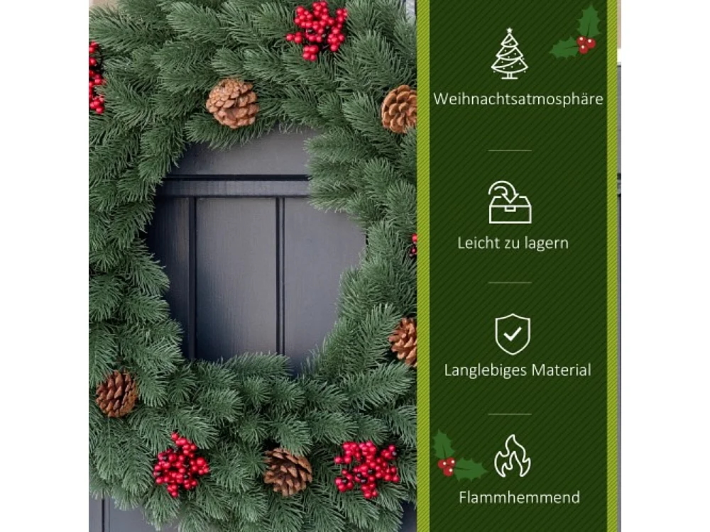 Weihnachtskranz Türkranz mit Aufhängeöse Ø60 cm, Wreath Weihnachten für festliche Dekoration