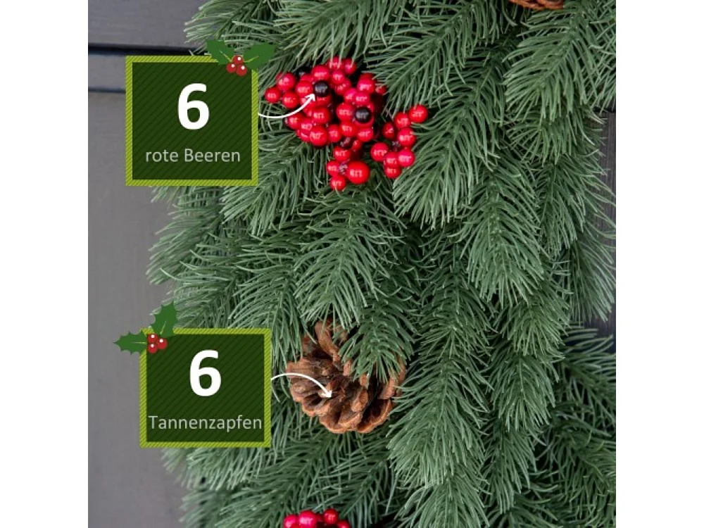 Weihnachtskranz Türkranz mit Aufhängeöse Ø60 cm, Wreath Weihnachten für festliche Dekoration