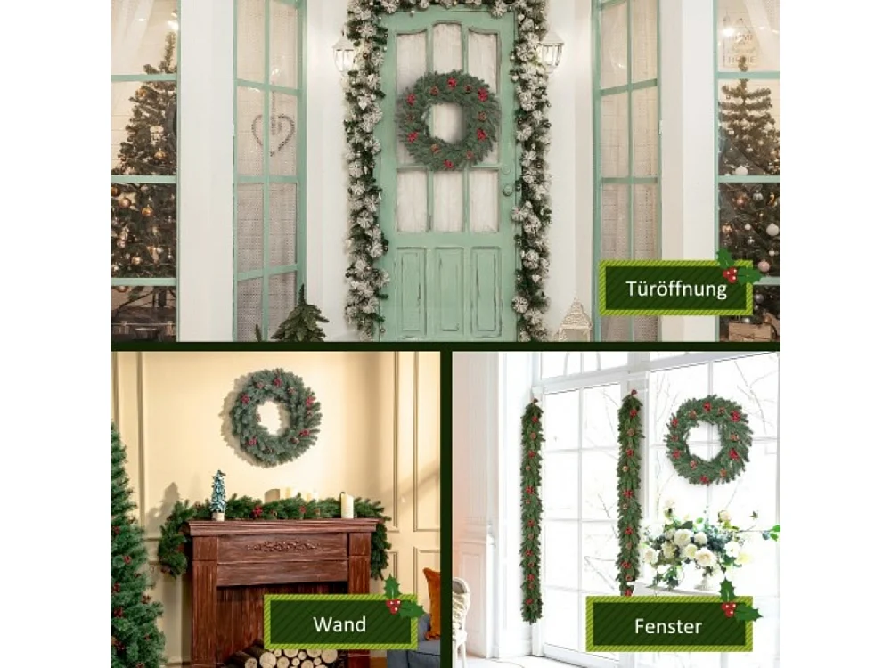 Weihnachtskranz Türkranz mit Aufhängeöse Ø60 cm, Wreath Weihnachten für festliche Dekoration