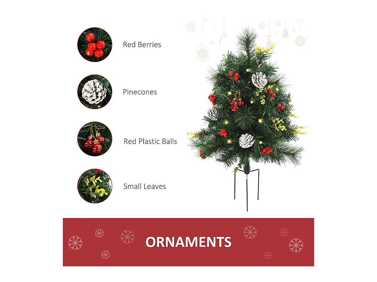 2-er Set Weihnachtsbäume mit LED-Lichtern Mini-Christbaum Künstlichen Weihnachten Tannenbaum Weihnachtsdekoration Ø33 x 75 cm Grün
