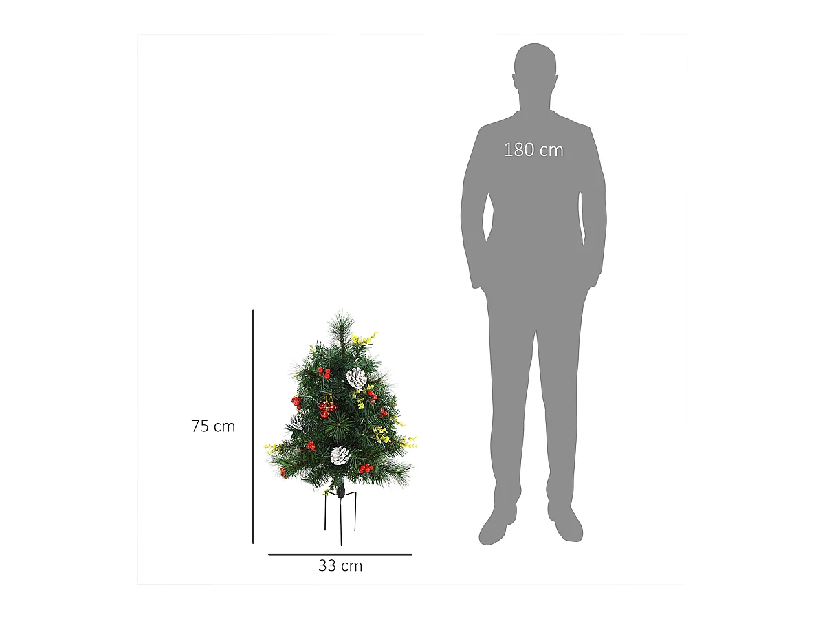 2-er Set Weihnachtsbäume mit LED-Lichtern Mini-Christbaum Künstlichen Weihnachten Tannenbaum Weihnachtsdekoration Ø33 x 75 cm Grün