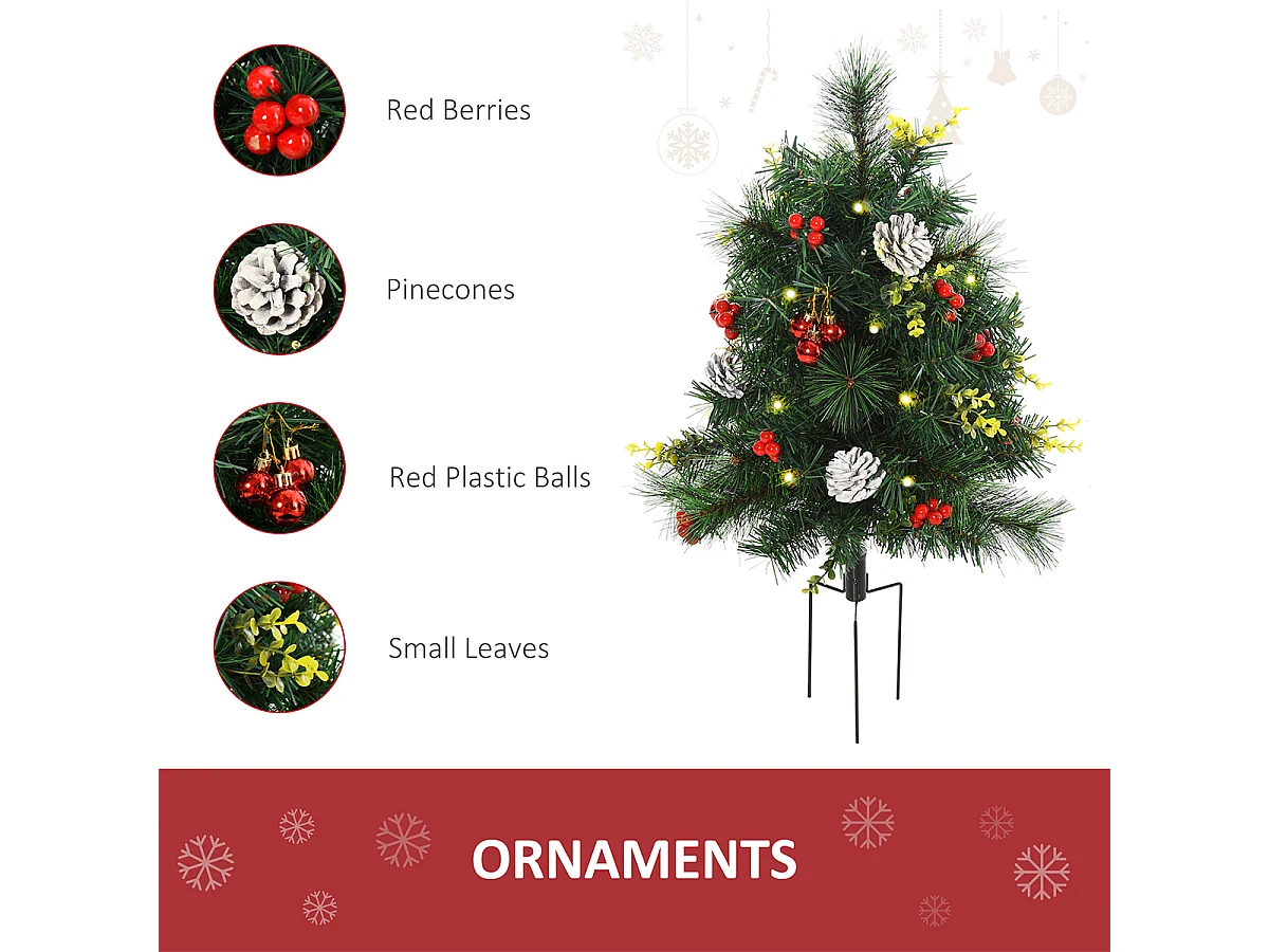 2-er Set Weihnachtsbäume mit LED-Lichtern Mini-Christbaum Künstlichen Weihnachten Tannenbaum Weihnachtsdekoration Ø33 x 75 cm Grün