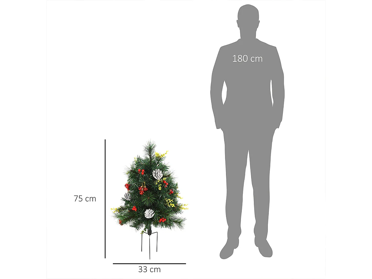 2-er Set Weihnachtsbäume mit LED-Lichtern Mini-Christbaum Künstlichen Weihnachten Tannenbaum Weihnachtsdekoration Ø33 x 75 cm Grün