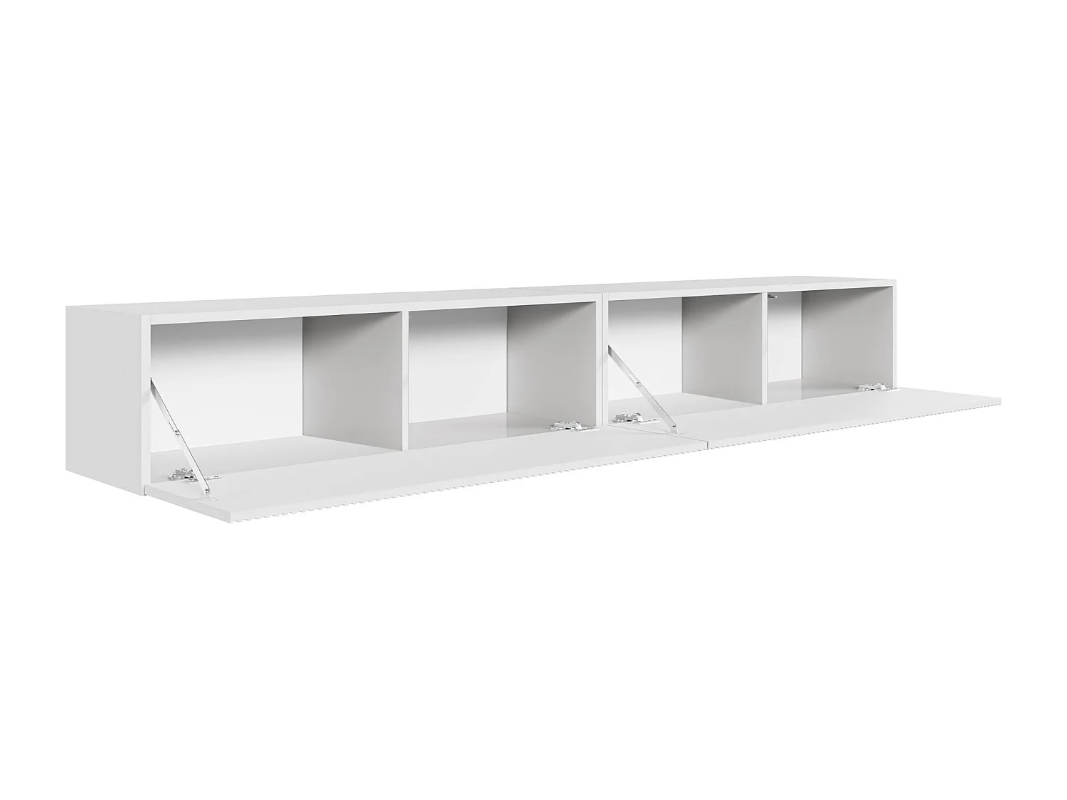 Hangend TV-meubel met geribbelde fronten – 200 cm – wit – VELDIO