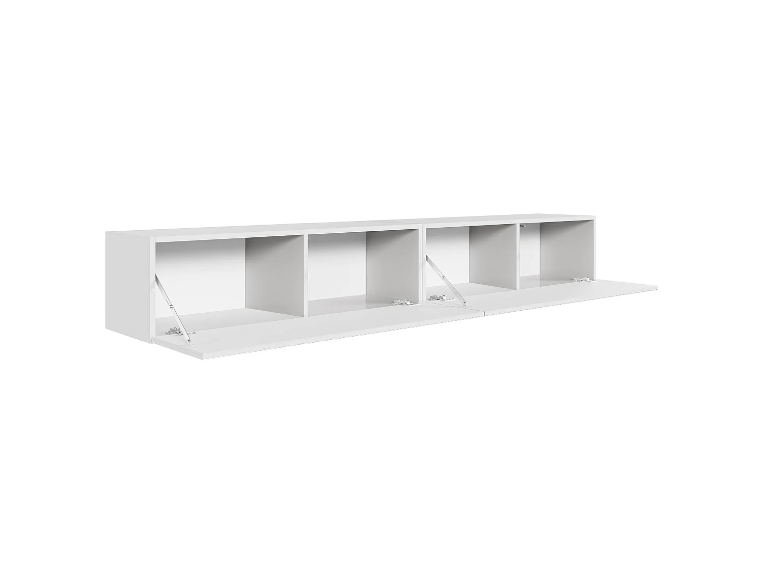 TV-Lowboard hängend – mit geriffelten Fronten – 200 cm – weiß – VELDIO