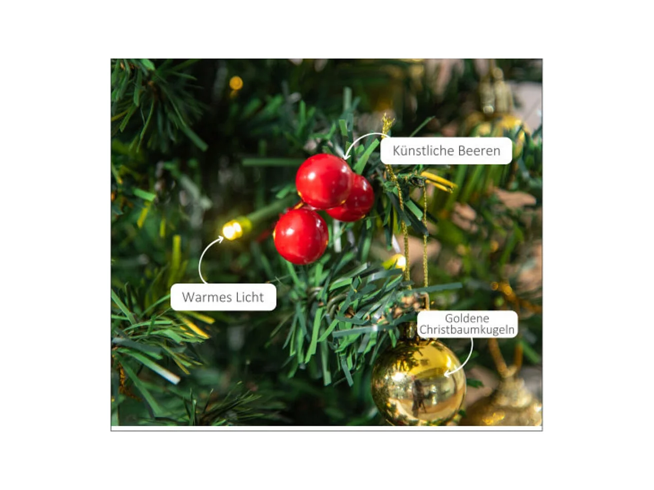 Weihnachtsbaum klein, Mini Christbaum, Kugeln & LED-Lichtern, Tischdeko ∅40 x 60 cm