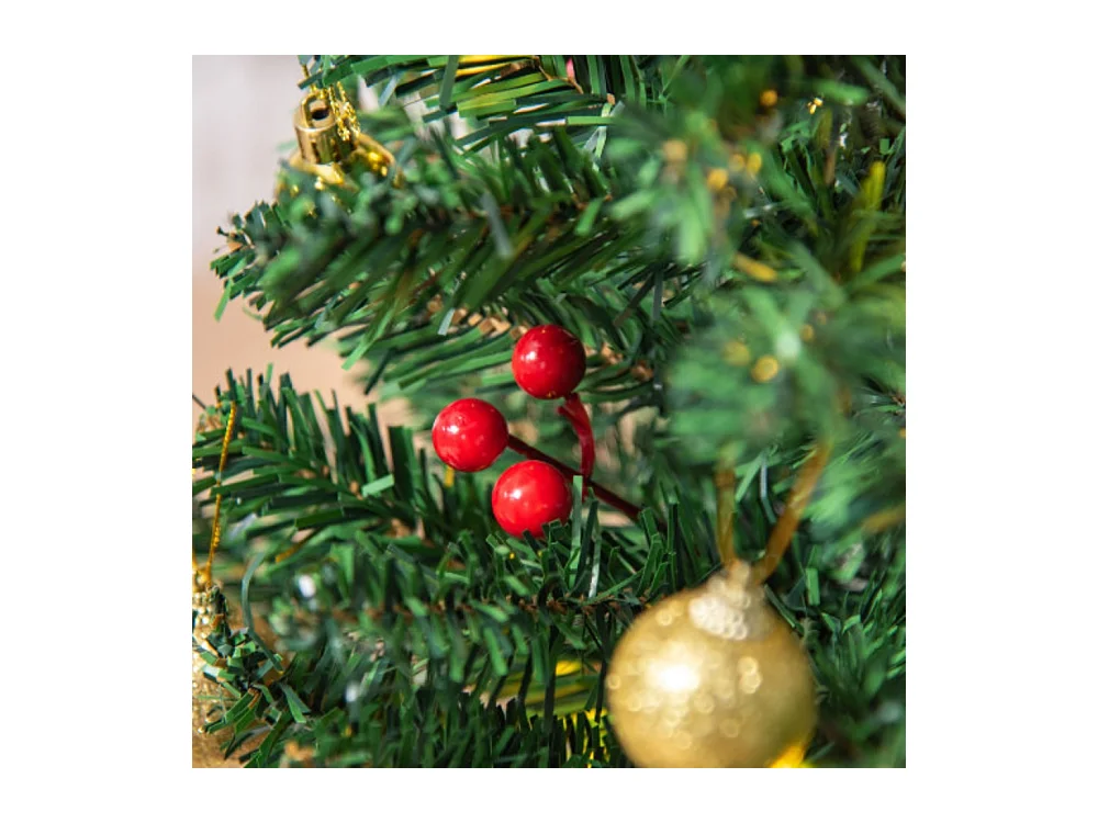 Weihnachtsbaum klein, Mini Christbaum, Kugeln & LED-Lichtern, Tischdeko ∅40 x 60 cm