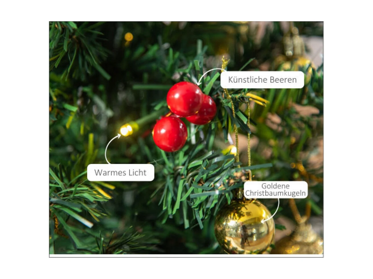 Weihnachtsbaum klein, Mini Christbaum, Kugeln & LED-Lichtern, Tischdeko ∅40 x 60 cm