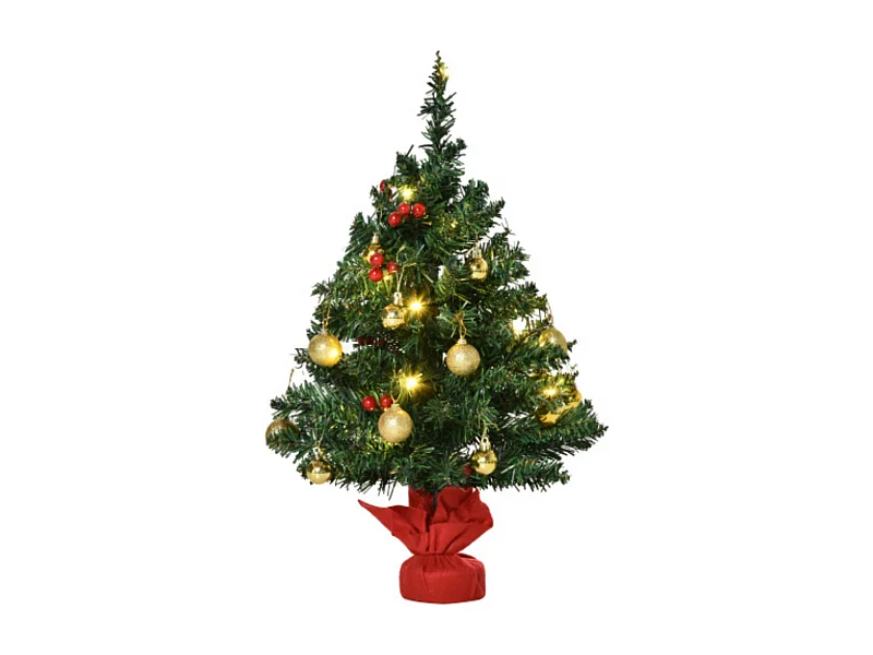Weihnachtsbaum klein, Mini Christbaum, Kugeln & LED-Lichtern, Tischdeko ∅40 x 60 cm