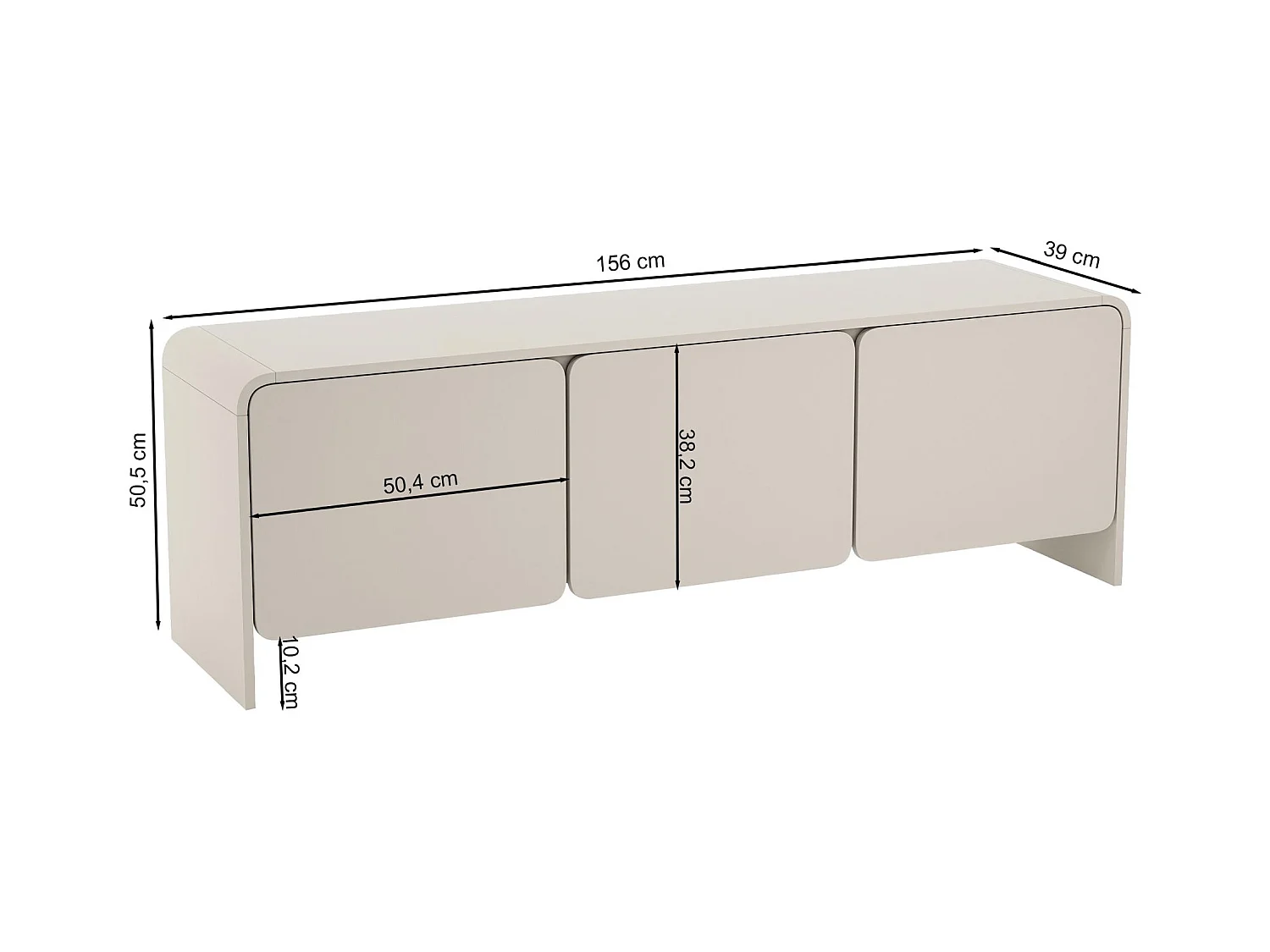 Meuble TV bas – 3 portes – gris cachemire – 156 cm – LUMMO