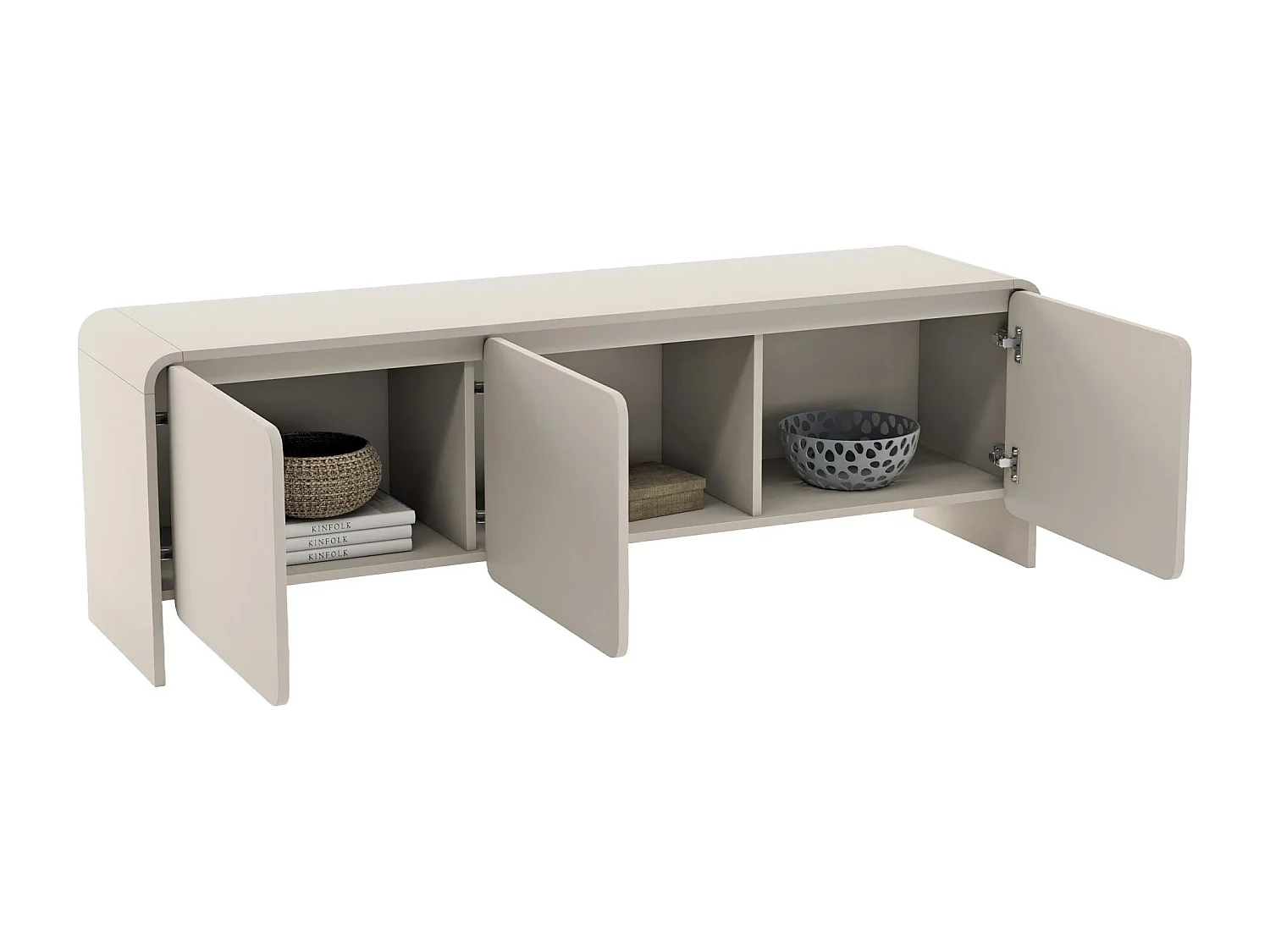 Meuble TV bas – 3 portes – gris cachemire – 156 cm – LUMMO