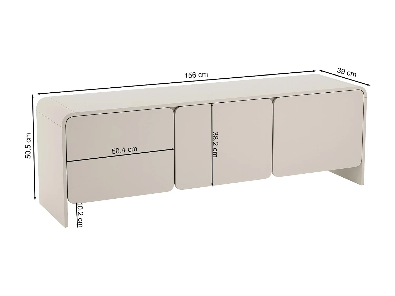 Meuble TV bas – 3 portes – gris cachemire – 156 cm – LUMMO