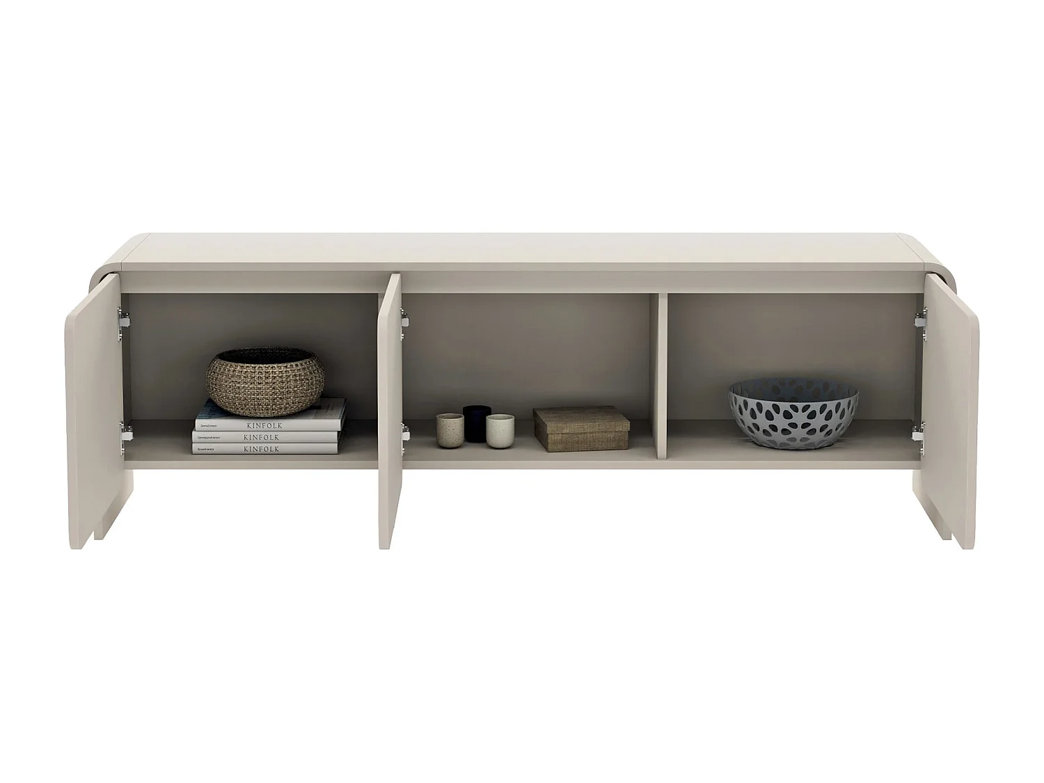 Meuble TV bas – 3 portes – gris cachemire – 156 cm – LUMMO