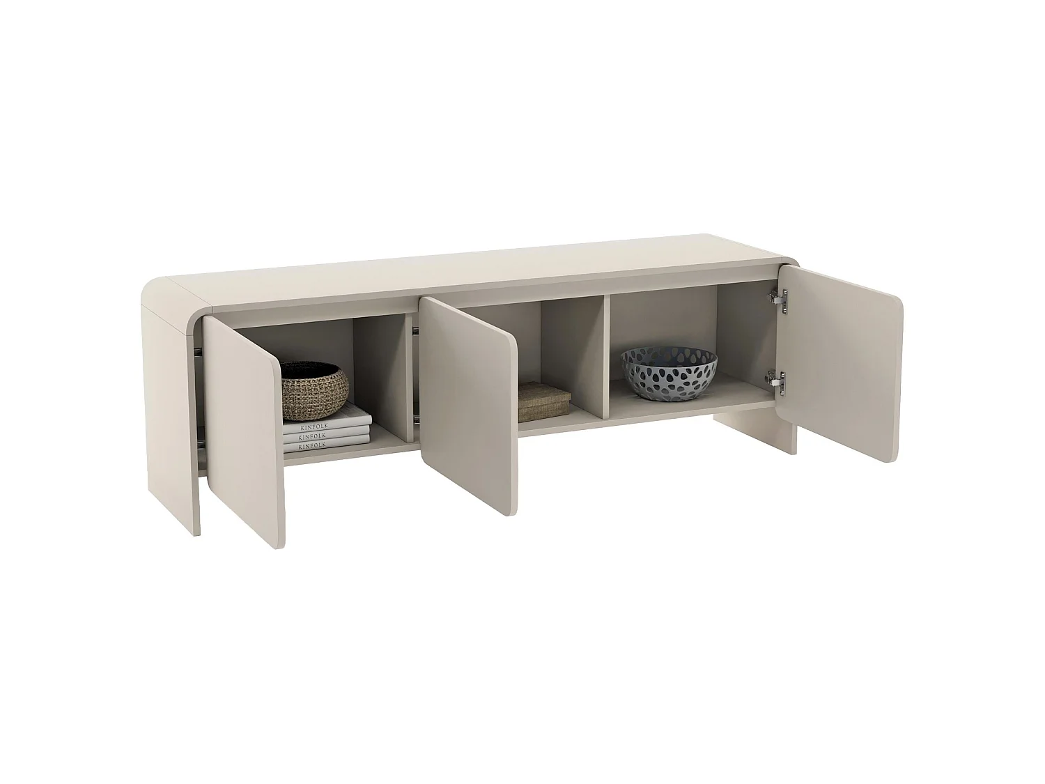 Meuble TV bas – 3 portes – gris cachemire – 156 cm – LUMMO