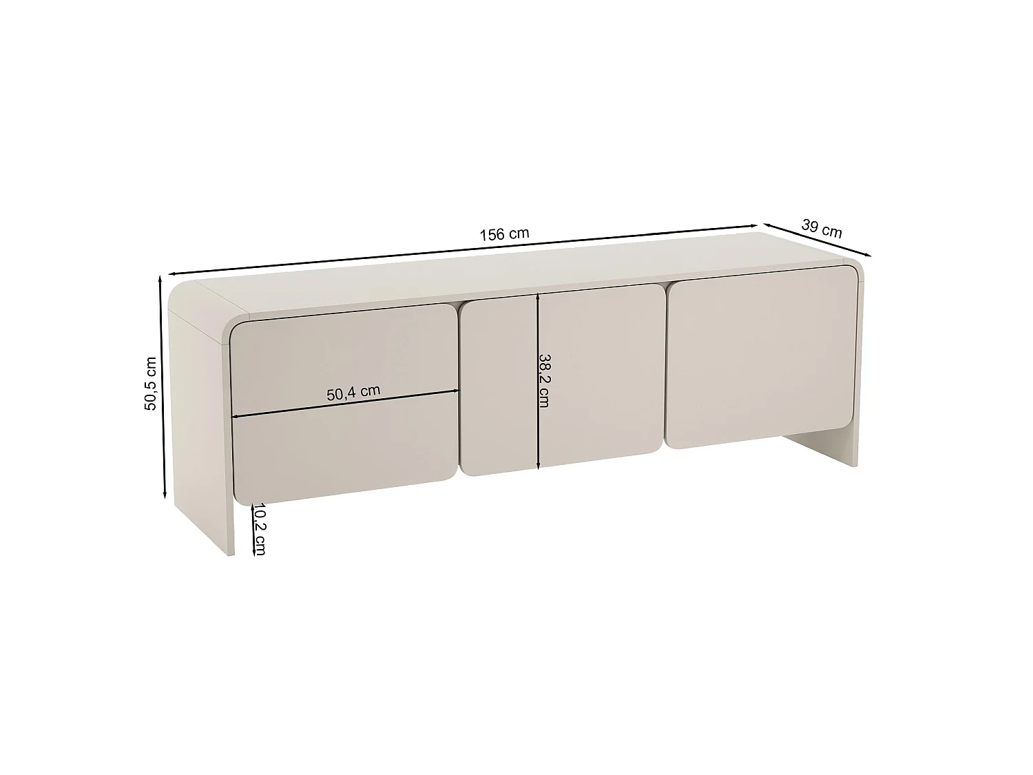 Meuble TV bas – 3 portes – gris cachemire – 156 cm – LUMMO
