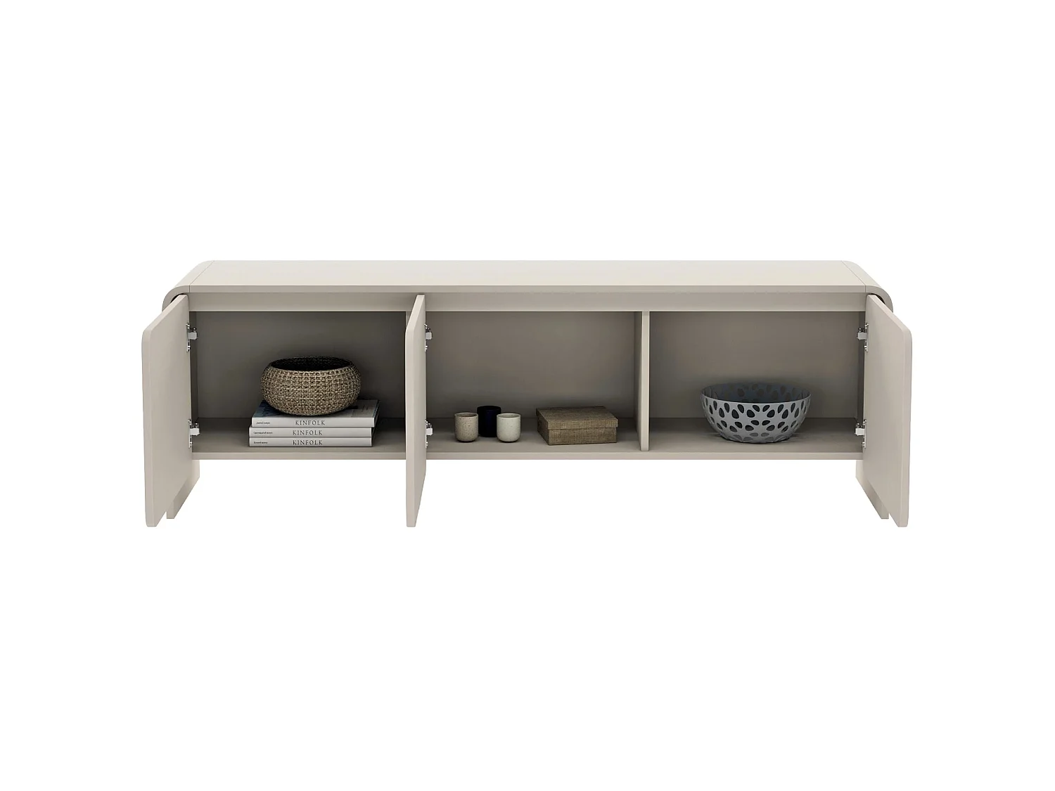 Meuble TV bas – 3 portes – gris cachemire – 156 cm – LUMMO