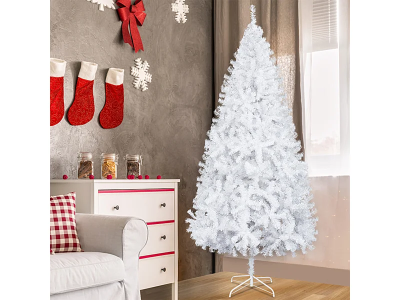 Weihnachtsbaum mit 350 Zweigspitzen und stabilem Metallständer Künstlichen Weihnachten Tannenbaum 5 FT Weiß