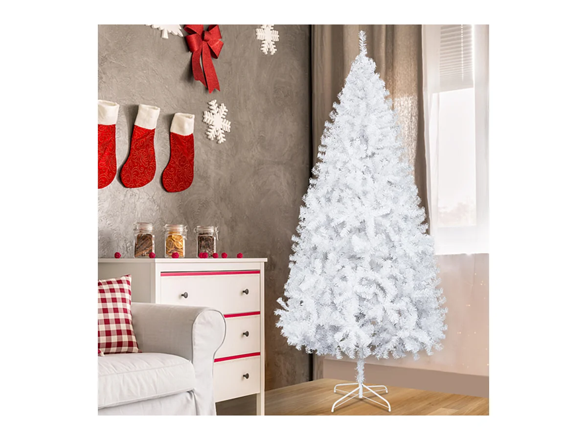 Weihnachtsbaum mit 350 Zweigspitzen und stabilem Metallständer Künstlichen Weihnachten Tannenbaum 5 FT Weiß