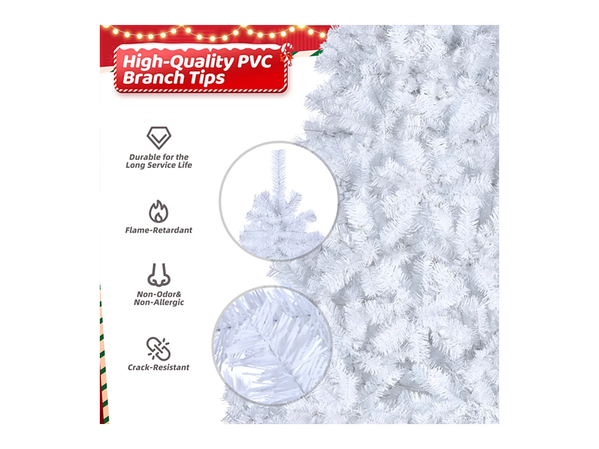 Weihnachtsbaum mit 350 Zweigspitzen und stabilem Metallständer Künstlichen Weihnachten Tannenbaum 5 FT Weiß