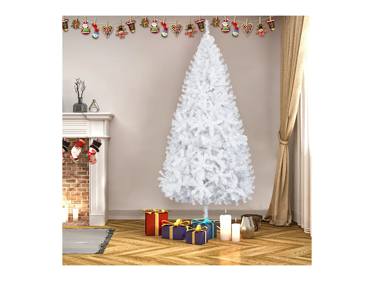 Weihnachtsbaum mit 350 Zweigspitzen und stabilem Metallständer Künstlichen Weihnachten Tannenbaum 5 FT Weiß