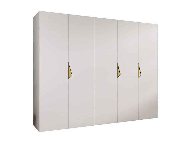 Armoire à portes battantes Sandi 1 250 / 202 / 52 (Blanc + poignées: Gold)