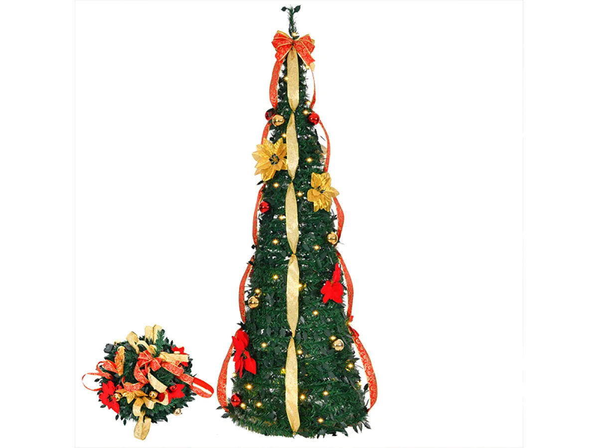 Weihnachtsbaum mit 80 Warmen Lichtern und Ornamenten Künstlichen Weihnachten Tannenbaum Weihnachtsdekoration 6FT