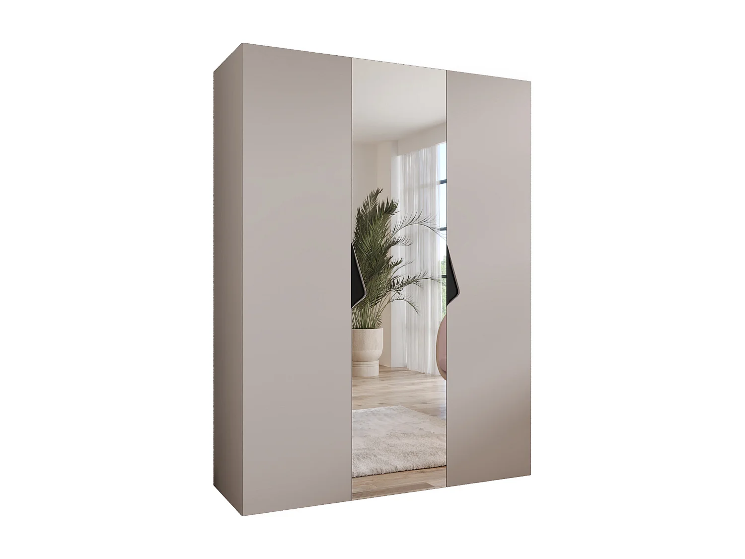 Armoire à portes battantes Sandi 2 150 / 202 / 52 (Cachemire + poignées: Noir)