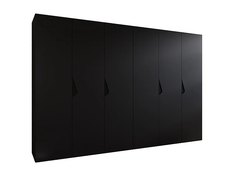 Armoire à portes battantes Sandi 1 300 (150x2) / 202 / 52 (Noir + poignées: Noir)