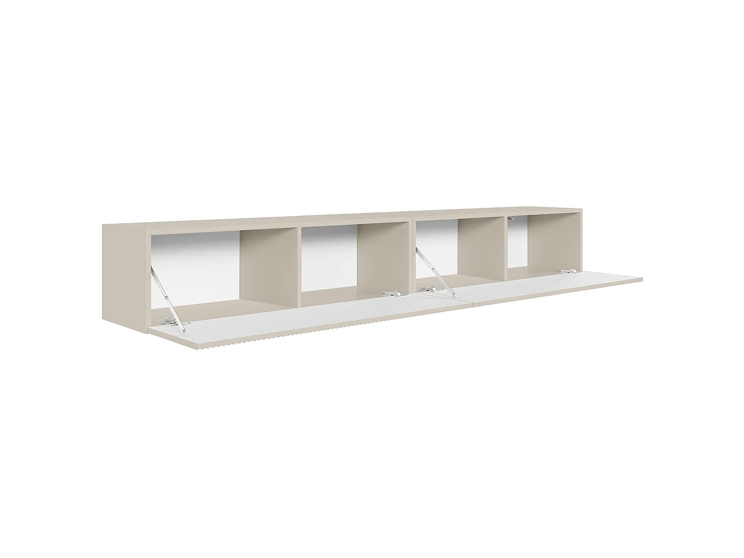 TV-Lowboard hängend – mit geriffelten Fronten – 200 cm – greige – VELDIO