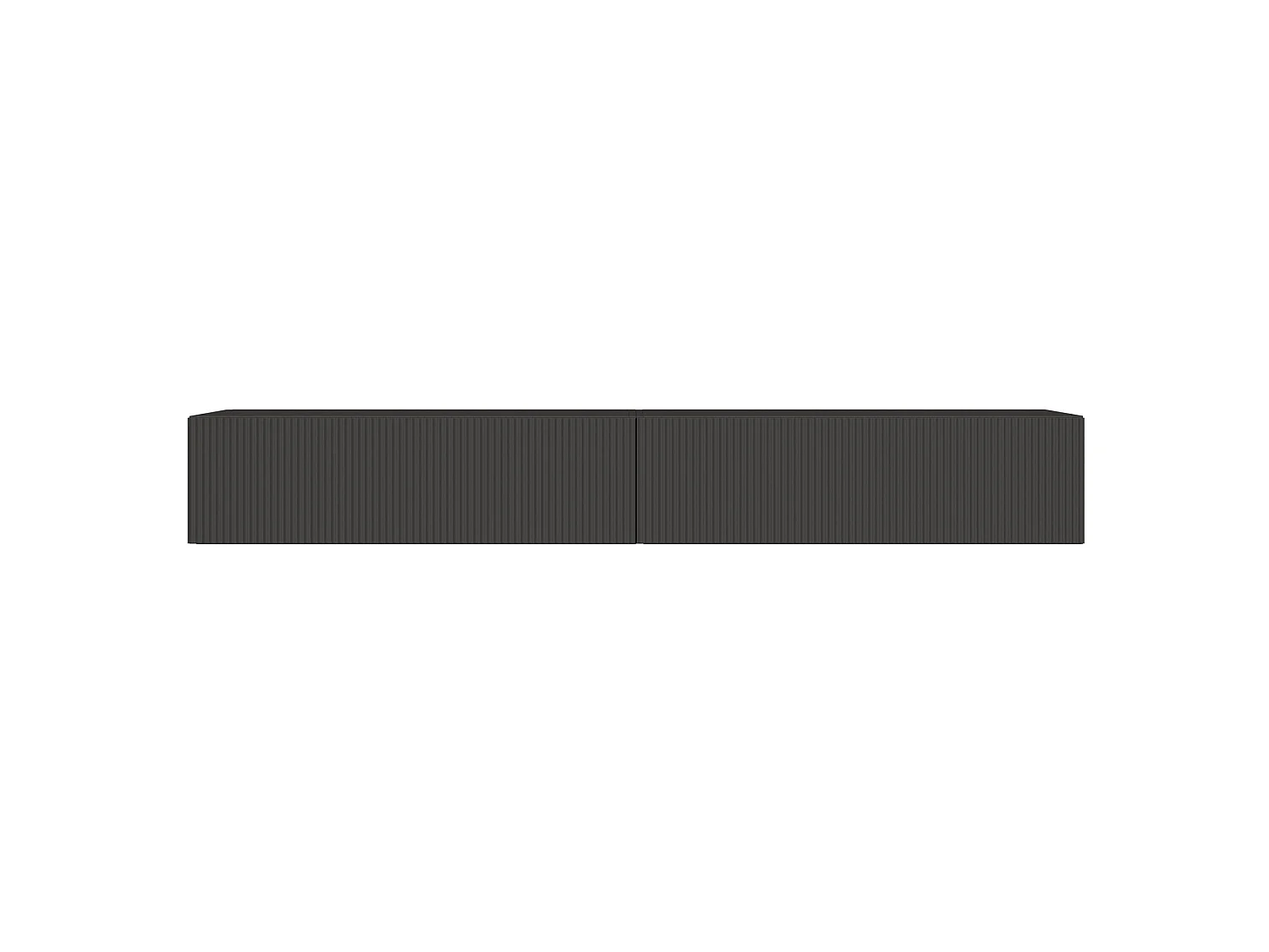 TV-Lowboard hängend – mit geriffelten Fronten – 200 cm – schwarz – VELDIO