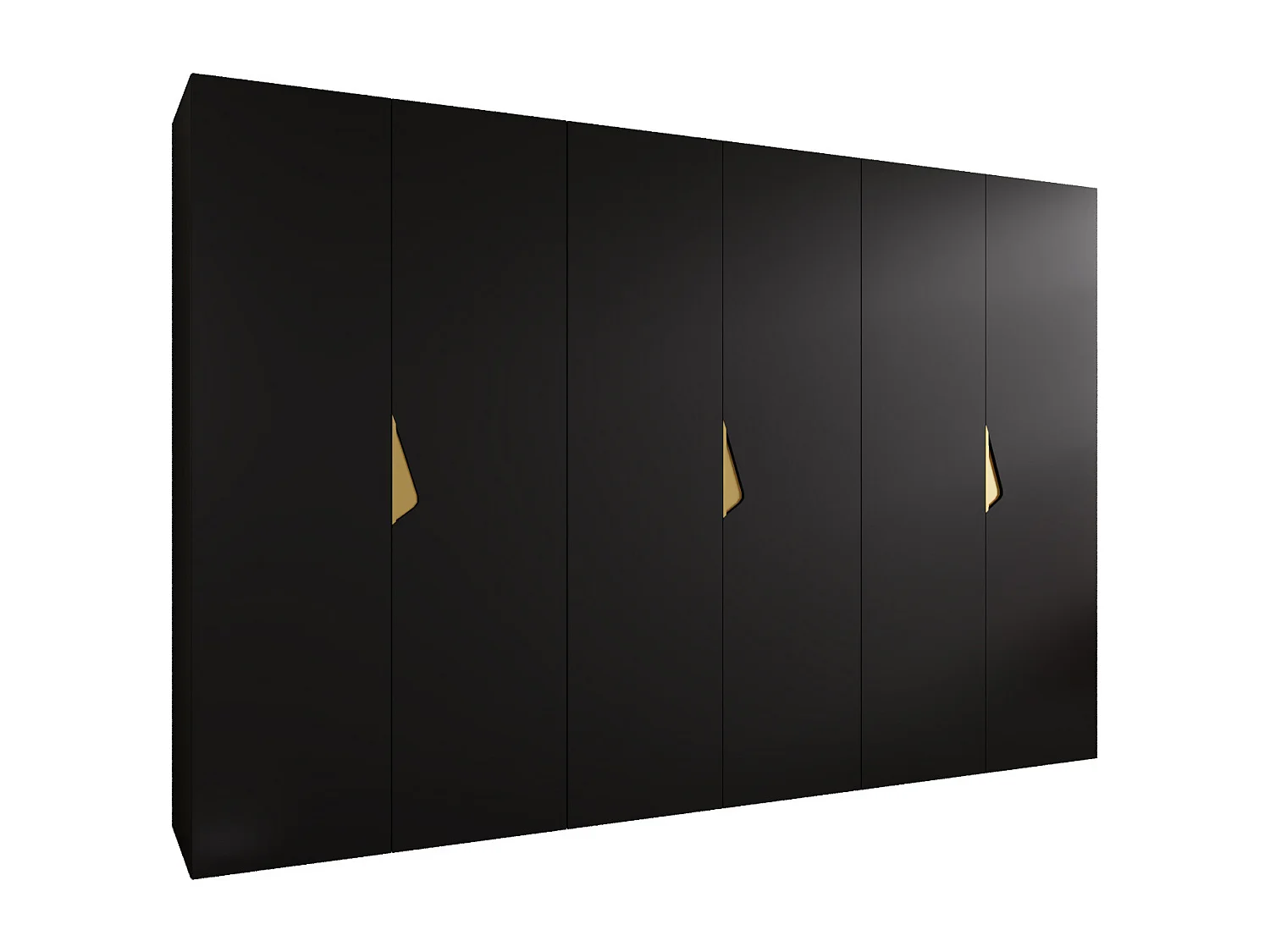 Armoire à portes battantes Sandi 1 300 (100x3) / 202 / 52 (Noir + poignées: Gold)