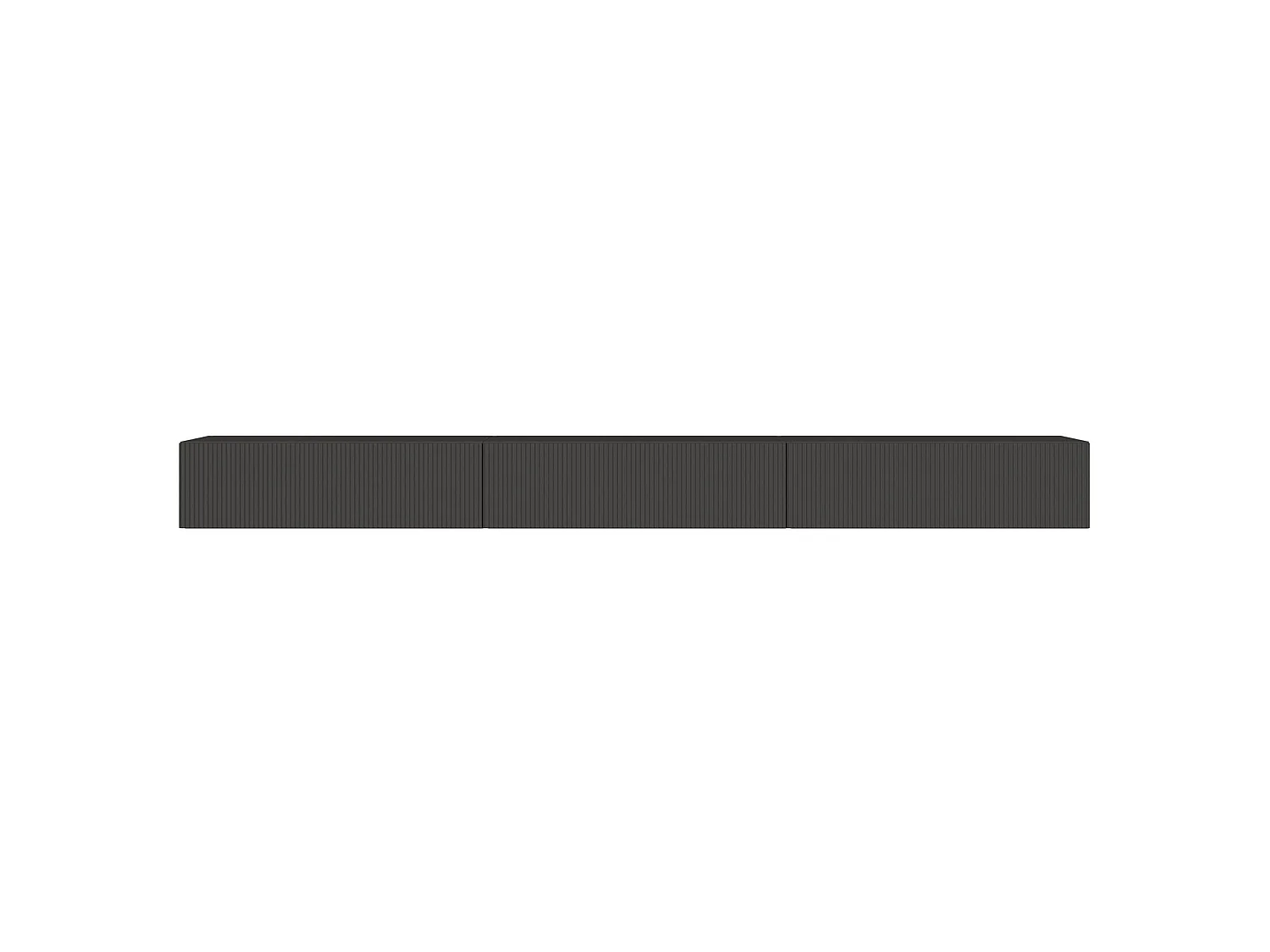 TV-Lowboard hängend – mit geriffelten Fronten – 300 cm – schwarz – VELDIO