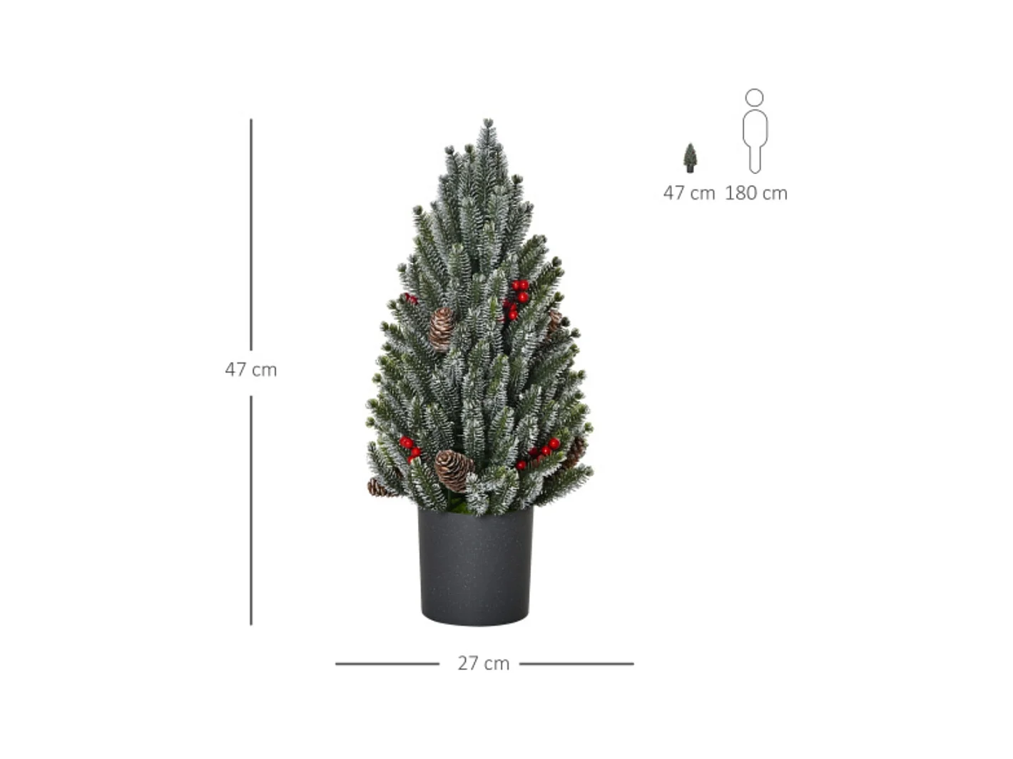 Künstlicher Weihnachtsbaum Tisch-Christbaum Äste schneebedecktes Design,Christbaum künstlicher Weihnachtsbaum Ø27 x 47 cm