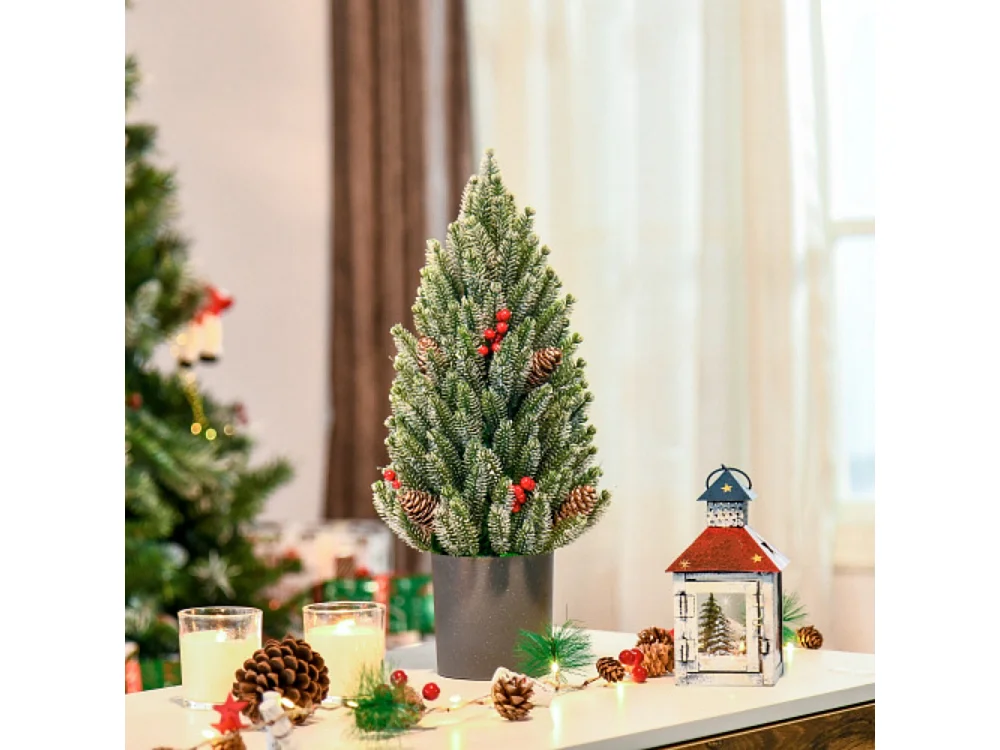 Künstlicher Weihnachtsbaum Tisch-Christbaum Äste schneebedecktes Design,Christbaum künstlicher Weihnachtsbaum Ø27 x 47 cm