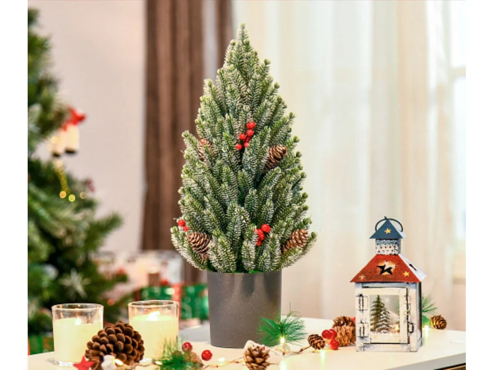 Künstlicher Weihnachtsbaum Tisch-Christbaum Äste schneebedecktes Design,Christbaum künstlicher Weihnachtsbaum Ø27 x 47 cm