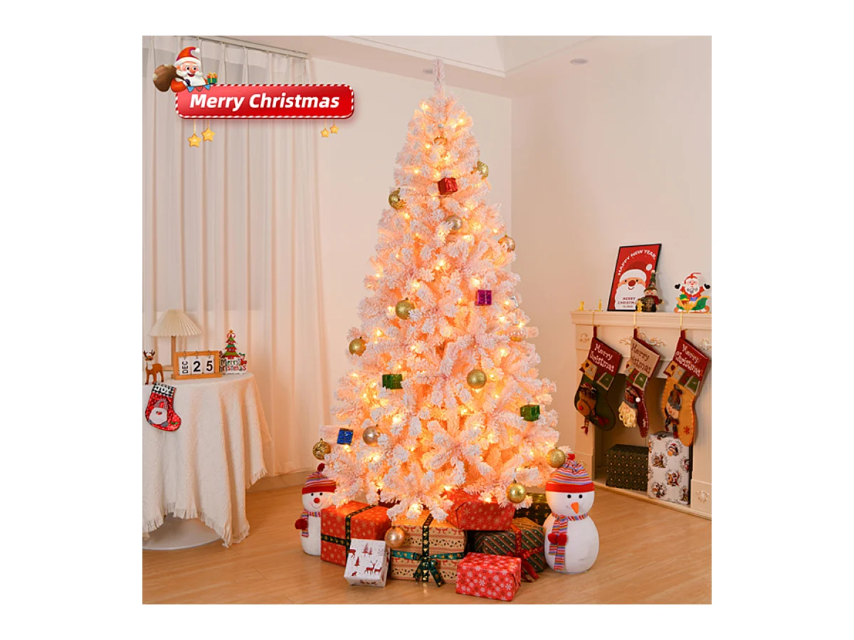 Weihnachtsbaum mit 100 warmen Lichtern und 750 Zweigspitzen Künstlichen Weihnachten Tannenbaum Weihnachtsdekoration Rosa