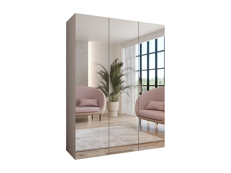 Armoire à portes battantes Sandi 3 150 / 202 / 52 (Cachemire + poignées: Cachemire)