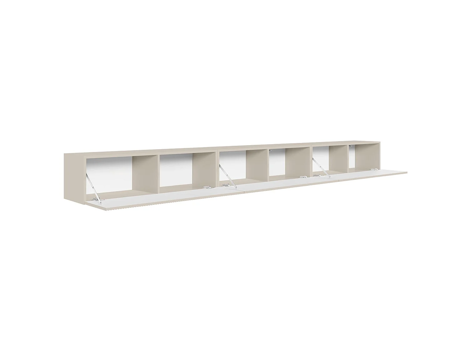 TV-Lowboard hängend – mit geriffelten Fronten – 300 cm – greige – VELDIO