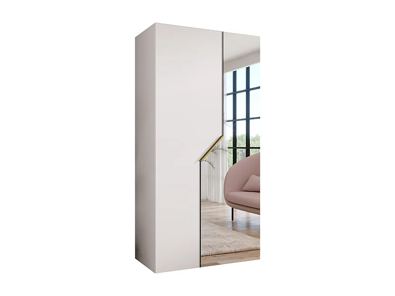 Drehtürenschrank Andrew 2 100 / 202 / 52 (Weiß + Griffe: Gold)