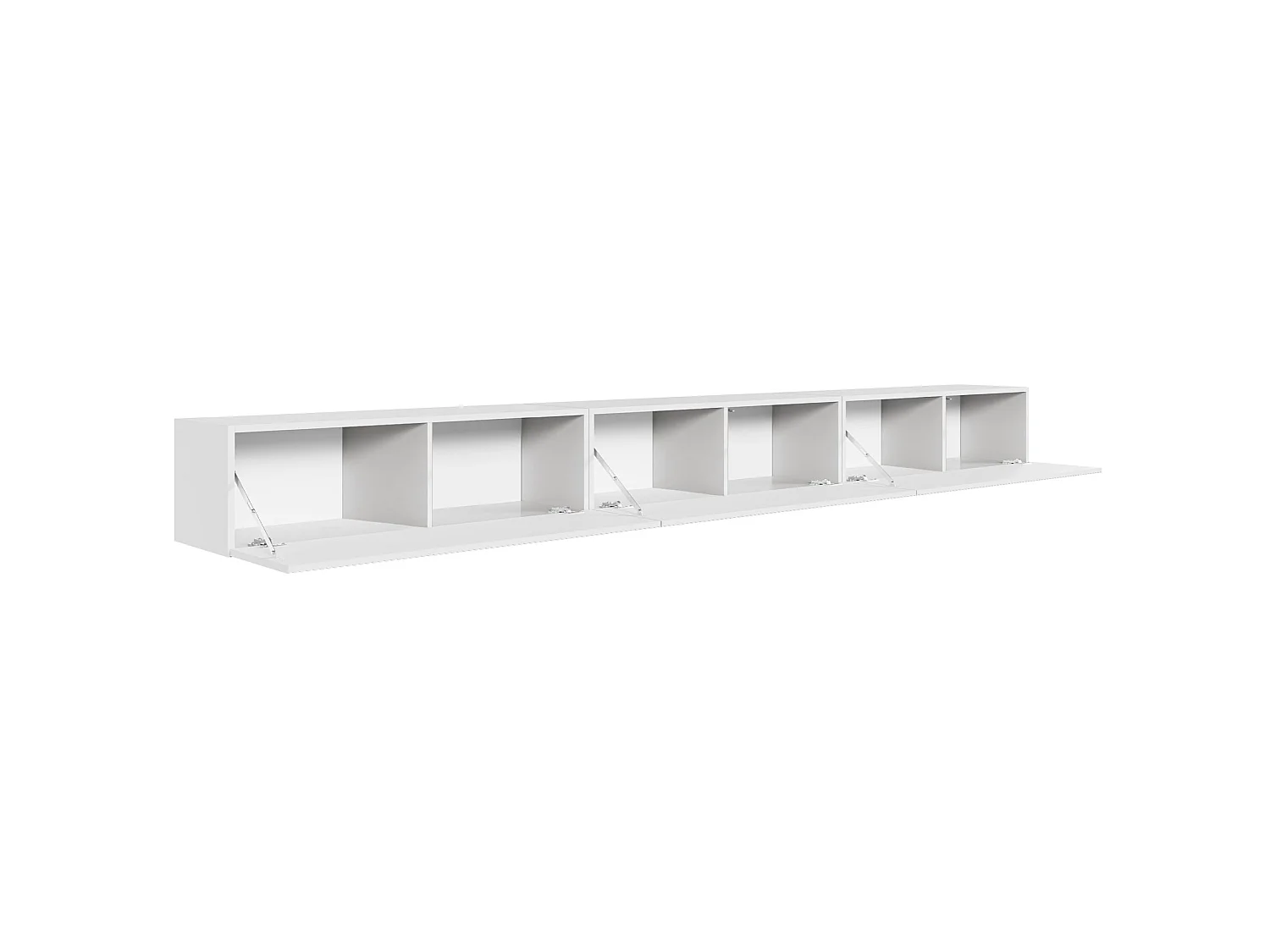 TV-Lowboard hängend – mit geriffelten Fronten – 300 cm – weiß – VELDIO