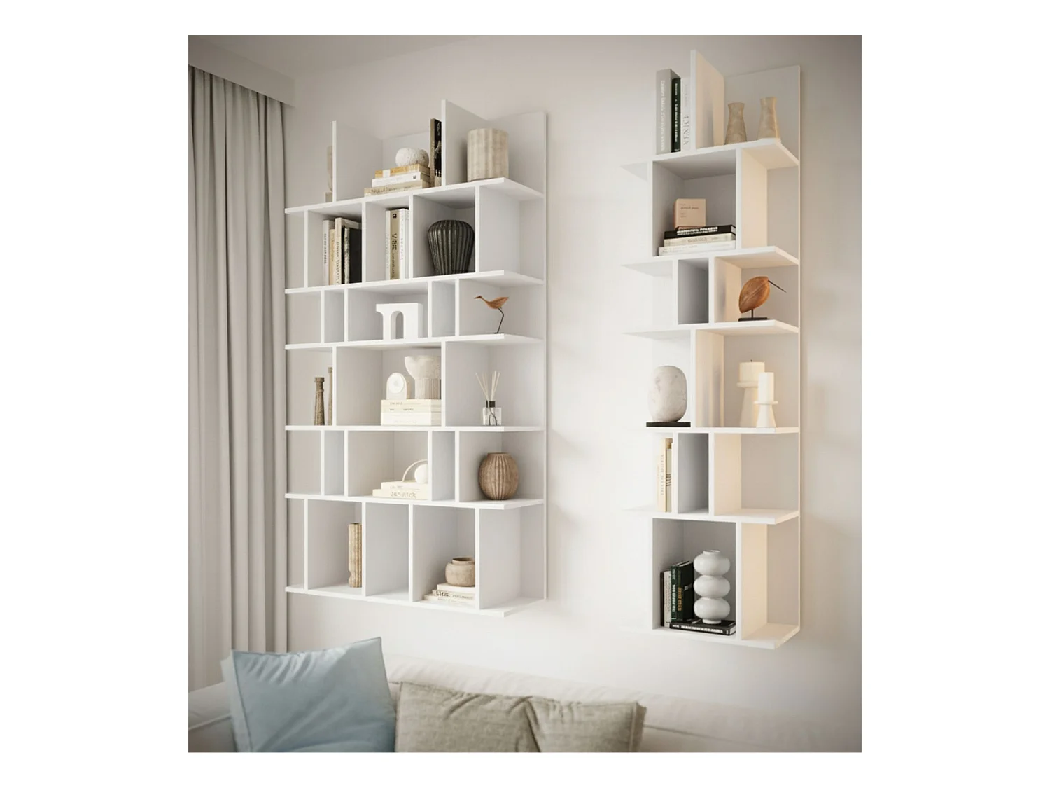 Étagère murale et autoportante – compartiments asymétriques – blanc – 180 × 50 cm – BEMMI