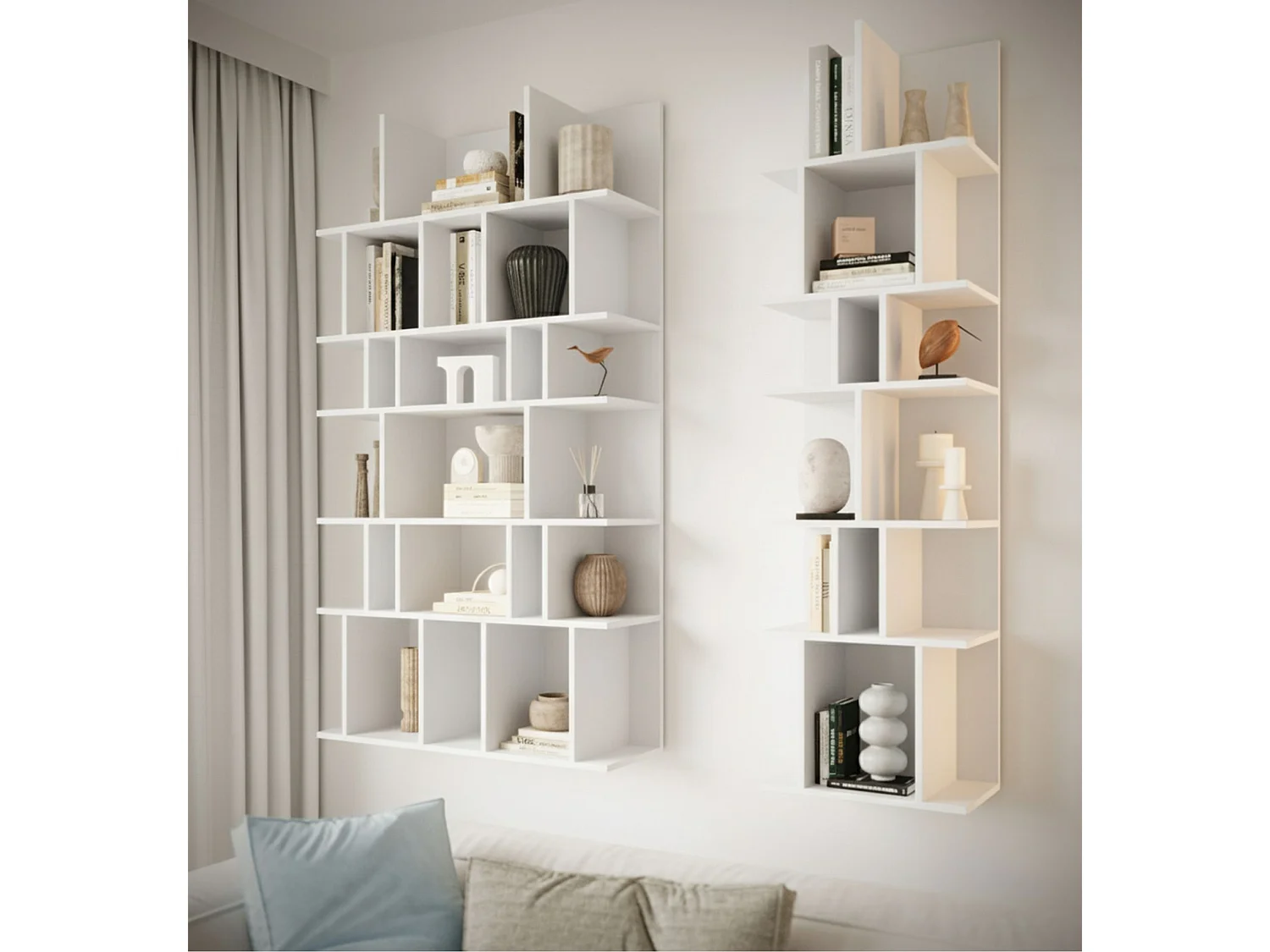 Étagère murale et autoportante – compartiments asymétriques – blanc – 180 × 50 cm – BEMMI