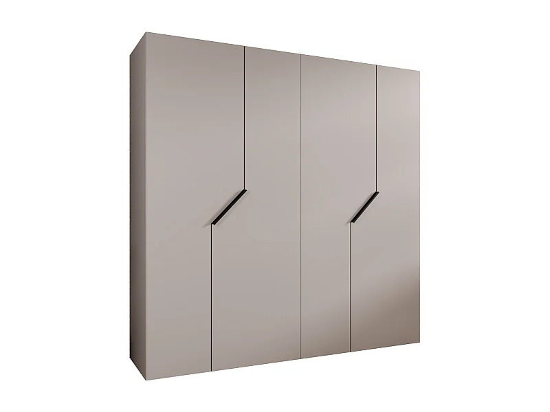 Armoire à portes battantes Andrew 1 200 / 202 / 52 (Cachemire + poignées: Noir)