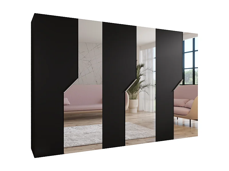 Armoire à portes battantes Andrew 2 300 / 202 / 52 (Noir + poignées: Cachemire)