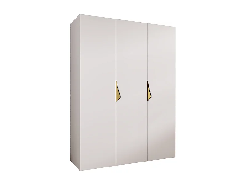 Armoire à portes battantes Sandi 1 150 / 202 / 52 (Blanc + poignées: Gold)