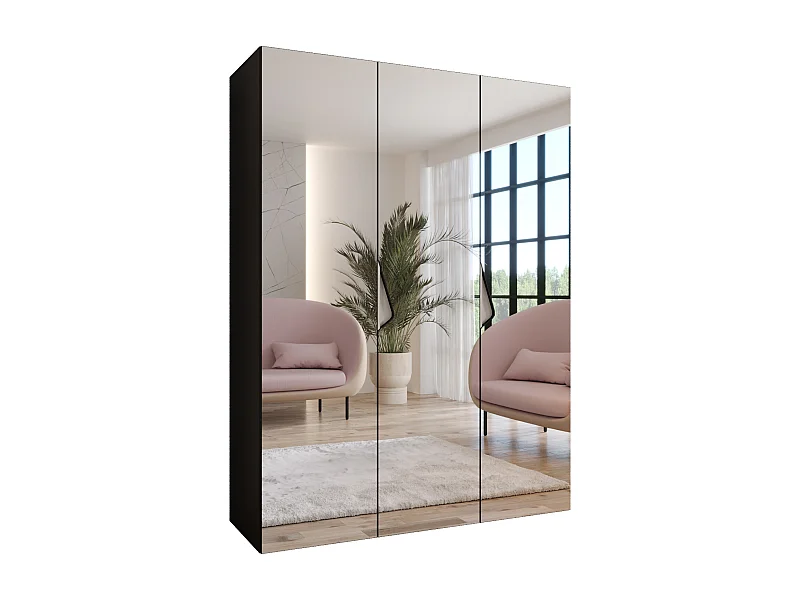 Draaideurkast Sandi 3 150 / 202 / 52 (Zwart + handgrepen: Kasjmier)